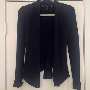 BCBGMaxAzria Navy Open Face Cable Knit Cardigan Size XS